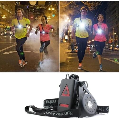 Outdoor Night Running Safety Warning Lights USB Charge Waterproof LED Running Chest lamp Flashlight three flash modes