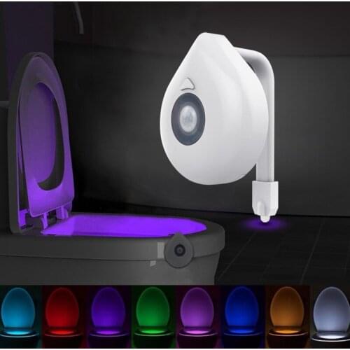 Intelligent Human Induction Toilet Bowl Light LED Toilet Seat Night Light Motion Sensor WC Light 8 Colors Changeable Lamp