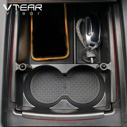 Vtear For Tesla Model X S Storage Box Car Central Armrest Container Holder Interior Car-Styling Accessories Decoration Parts