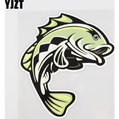 YJZT 13.2CMX14.7CM Green Fish Car Sticker Interesting Pvc Decal Individualization 6A-0011