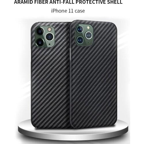 Funda Protectora de Fibra De Carbono Para iPhone 11 Pro 11ProMAX Funda Rígida Ultrafina Prevención De Caídas