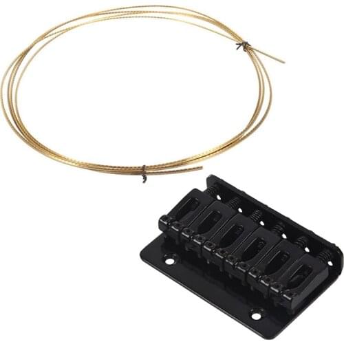 1 Pcs 8FT Acoustic Guitar 2.2Mm Guitar Brass Fret Wire & 1 Pcs Black 6 String Fixed Hard Tail Guitar Bridge