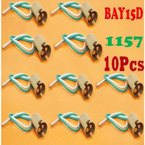10x Bay15d 1157 Bayonet Tail Signal / Brake Bulb Extension Wire Harness Socket