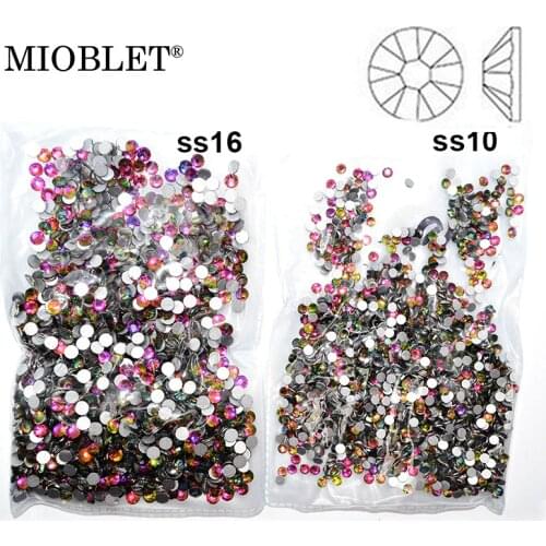 1440pcs/bag SS3-SS16 Colorful Flame Flatback 3D Nail Rhinestone Crystal Non Hotfix DIY Nail Art Glitter Gem Decoration Accessory