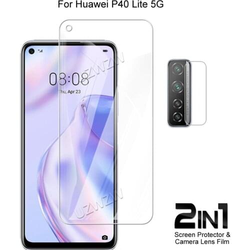 2 in 1 For Huawei P40 lite 5G Camera Lens Film & Screen Protector Guard Protective HD Tempered Glass Explosion Proof