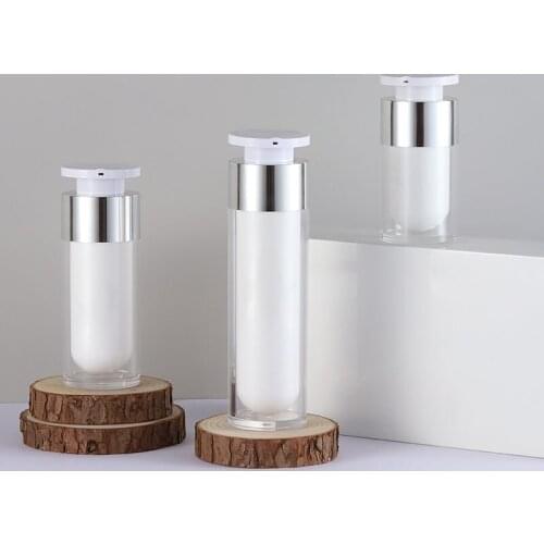 50ml Acrylic lotion Bottles Lock Head airless vacuum pump bottles travel cosmetic essence bottle Empty Skin Care Airless bottle