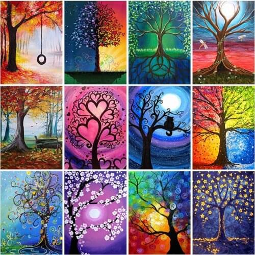 Diy 5D Diamond Painting Landscape Tree Diamonds Embroidery Full Round/Square Drill Scenery Cross Stitch Mosaic Home Decor Gift