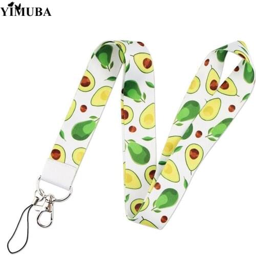 Cartoon Avocado Lanyards Keychain ID Card Pass Gym USB Badge Holder Hang Rope Lariat Neck Straps Webbing Key Chain Children Gift