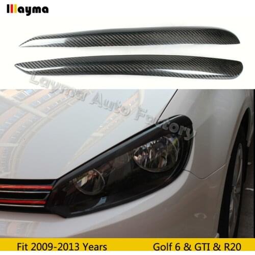 Osir Style Carbon Fiber Car Eyebrows For VW Golf 6 & GTI & R20 2009 2010 2011 2012 2013 year car lamp eyelid front eyebrow MK6