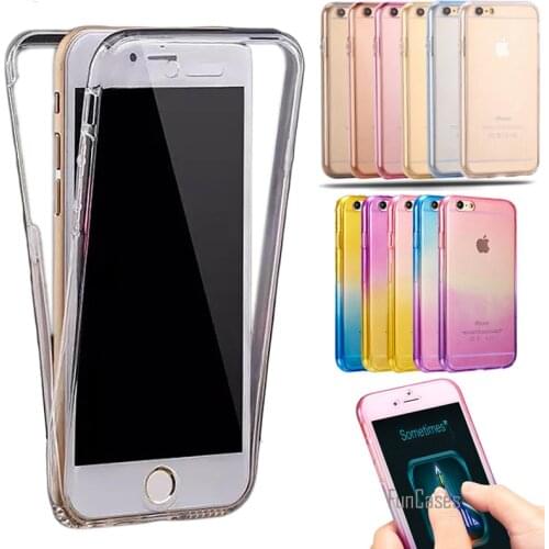For iPhone 7 Case Shockproof Back+Front Transparent TPU Soft Touch Case Full Protective Phone Cover for iPhone 6 6S 5 SE Capinha