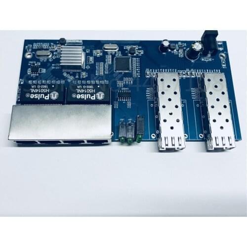 10/100/1000M Gigabit Ethernet switch Ethernet Fiber Optical Media Converter 4RJ45&2*SFP fiber Port Board PCBA free shipping