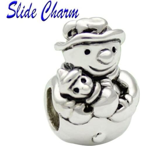 European arms baby snowman charm beads fit Pandora bracelet jewelry hand-made Christmas gifts