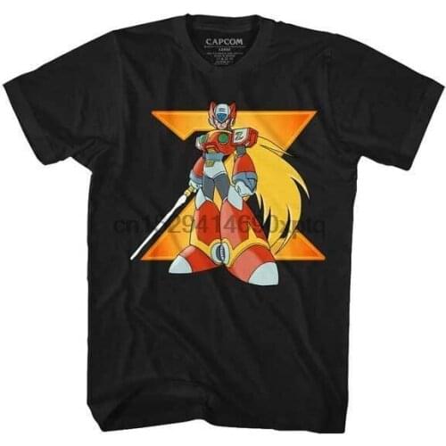 Megaman T-Shirt Big Zero Mens Official Gamer Cap Com Black Cotton NEW Tee