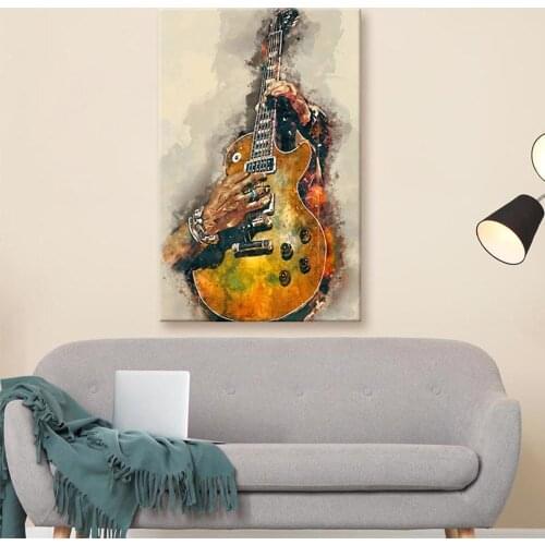Graffiti Art Canvas Abstract Electric Guitar Painting Poster And Prints Wall Picture For Nordic Living Room Cuadros Home Decor