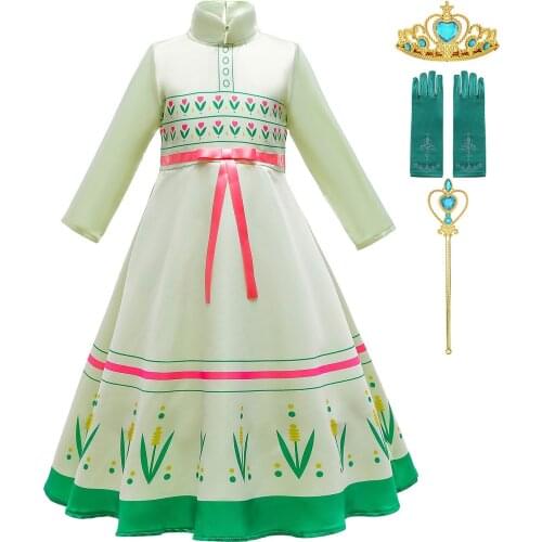 Frozen 2 Fantastic Anna Princess Dresses Anna Elsa 2 Cosplay Costume Kids Carnaval Wedding Dress Children Birthday Party Dresses
