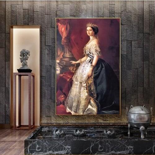 Franz Xaver Winterhalter By Eugenie De Montijo Portrait on Canvas Painting Posters and Prints Wall Art Picture for Living Room