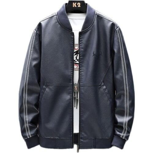 Jacket,Varsity Jacket,Mens Coat,For Fall, Mens Casual Leather Jacket, Solid Color, Zipper Front, Pocket Trim,Four Colors,M-4XL