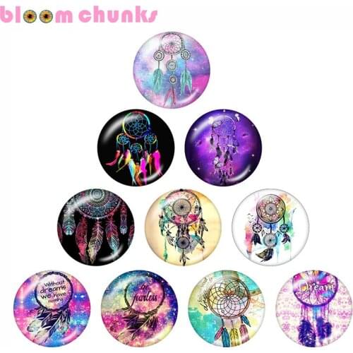 Dreamcatcher Dream catcher feather 12mm/18mm/20mm/25mm Round photo glass cabochon demo flat back Making findings A2621