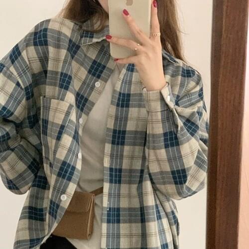 Fashion New Spring Autumn Design Long Sleeve Plaid Shirt Women Thin Top Women Work Wear Shirts