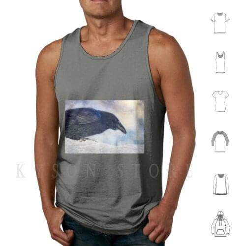 Mr. Frosty Beard Tank Tops Vest 100% Cotton Raven Crow Crows Ravens Common Raven Corvus Corax Priska