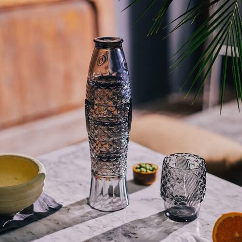 Exported To Spain Creative Koi Fish Shape Transparent Glass Set Stackable Water Cup, Home Gift