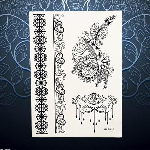 Sexy Arm Shoulder Decals Waterproof Henna Flower Bracelet Design Temporary Fake Jewelry Tattoo Women Body Art Stickers PBMLS1012