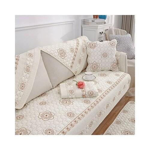 New four seasons cotton embroidered sofa cushion double-sided cotton fabric embroidered sofa cushion towel