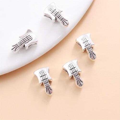 Vintage Silver guitar Beads fit Pandora Charms DIY European Bracelets Metal Jewelry Making 43pcs/lot