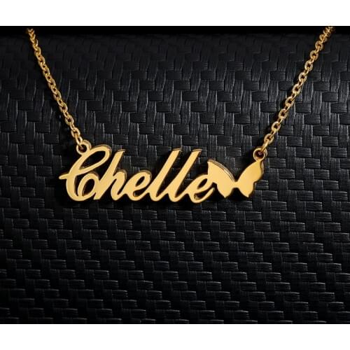 Custom Name Necklece with Heart/Crown/Butterfly Custom Jewelry For Women Fashion Stainless Steel Name Necklace Gold Choker BFF
