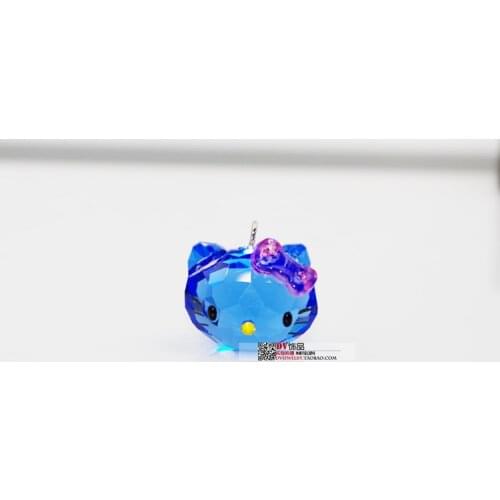 Crystal Necklace Cute Lovely Cat Pendant Necklace Fashion Jewelry Girls Kid Women Gift blue purple green KT cat