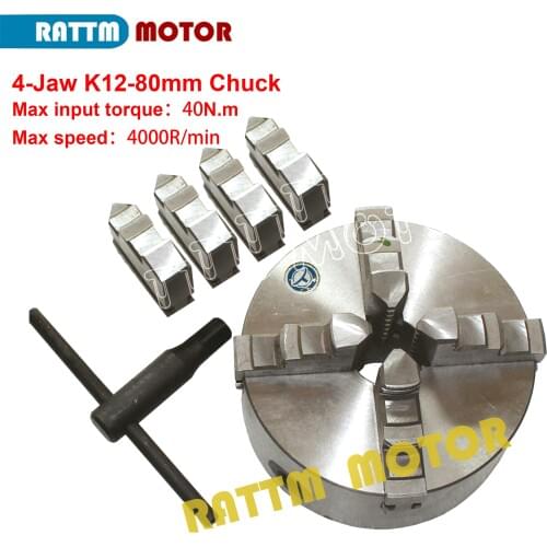 4 jaw 80mm self-centering chuck 40N.m 4 jaw chuck Machine tool Lathe chuck K12-80mm