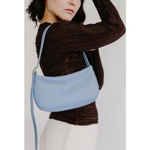 Simple Baguette Shoulder Bag Women New Fashion Casual Vintage Solid PU Soft Small Short-Strap Shoulder Bag Ladies Retro Purse 11