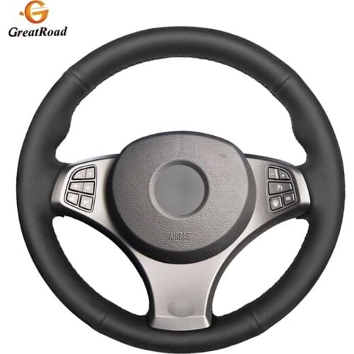 Hand Sewing Black PU Artificial Leather Car Steering Wheel Covers Wrap for BMW E83 X3 M Sport 2005-2010