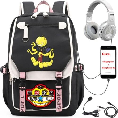 Anime Assassination Classroom backpack student School book Bag Unisex Travel Backpack USB Charging teenagers Laptop packsack