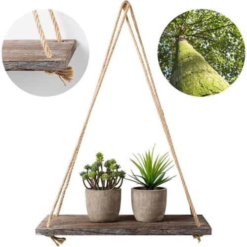 Modern Wooden Swing Wall Hanging Plant Flower Pot Tray Living Room Wall Storage Shelf Home Wall Decoration Frame