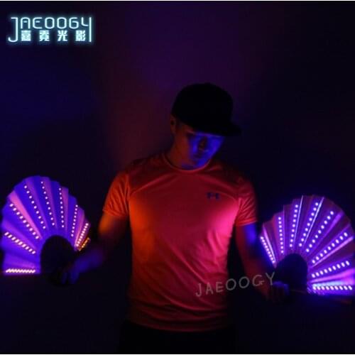 Free Shipping LED Fans Stage Performances Glowing Fans Kids Birthday Party Gifts Halloween Christmas Fluorescent Props