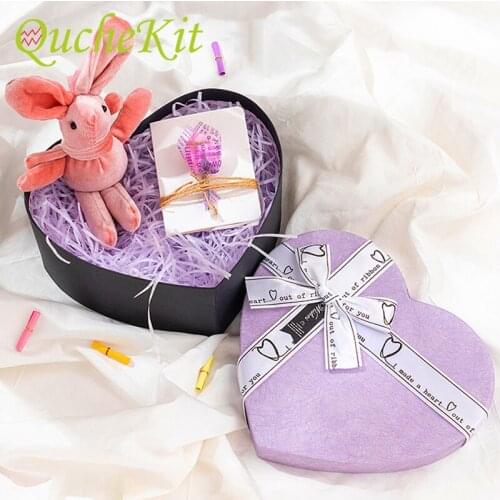 Heart-Shaped Gift Packaging Box with Silk Bowknot Jewelry Candy Chocolate Boxes for Valentines Day Wedding Party Gift Wrapping