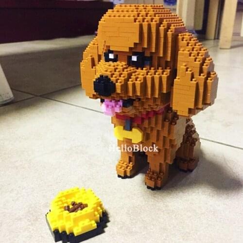 In stock Poodle Dog Mini Building Block Diamond Bricks Assemble Animal Cute Puppy 3D Model Toys For Boys Kids Christmas Gifts