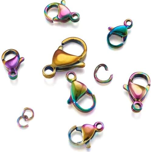 60pcs Vacuum Plating 304 Stainless Steel Multi-color Lobster Claw Clasps Fit Bracelet Necklace Chain Diy Jewelry Making Findings