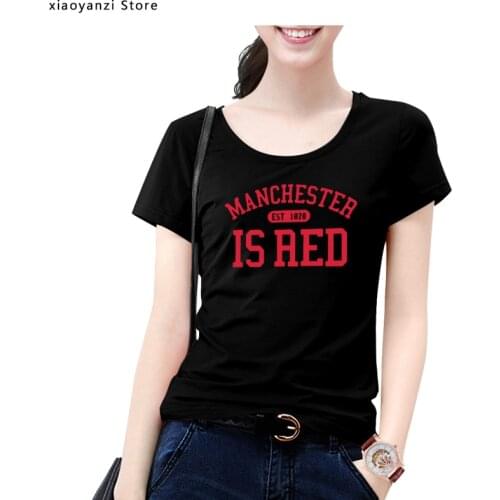United Kingdom Red Letter Printed Cotton short Sleeve women t-shirts O Neck tops tees Manchester Tops girls t shirts