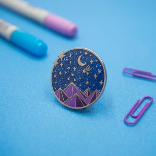 The Night Court Enamel Pin Glitter Moon Stars Badge ACOTAR Literature Bookworm Gift
