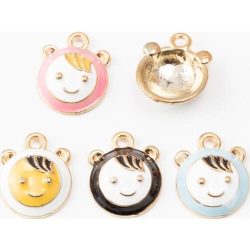 10pcs Enamel Smiley face Charm Pendant For Women Necklace Pendant Making Alloy Beads Fit Bracelet DIY Jewelry Accessory js2168