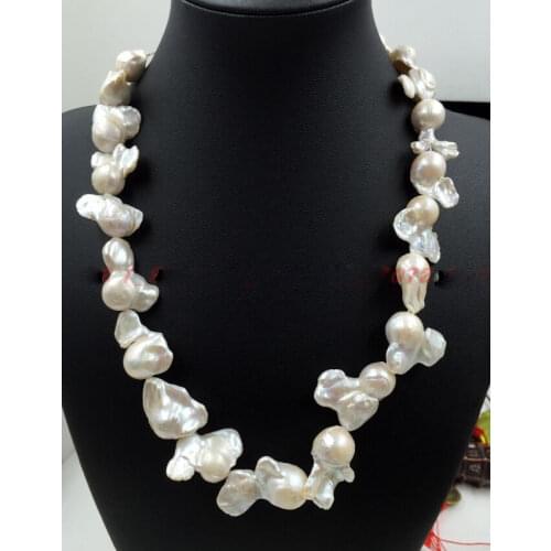 18" Rear Huge AAA South sea white baroque 15-35MM Pearl Necklace