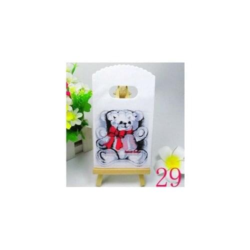 2017 New Design Wholesale 50pcs/lot 9*15cm High Quality White Lovely Bear Small Present Packaging Bags Plastic Gift Bags