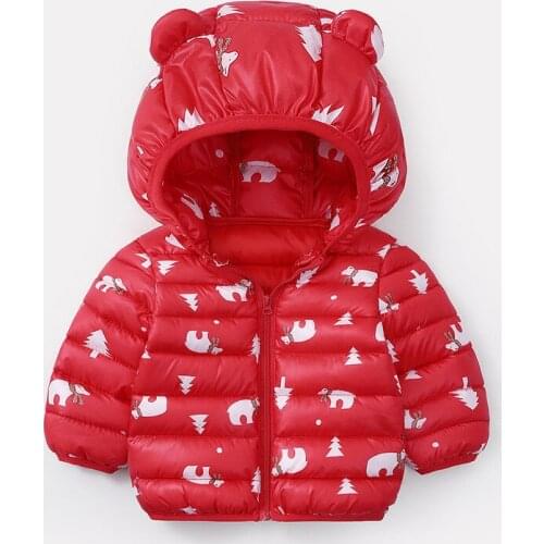 2021 Christmas Deer Coats For Girl Jackets With Hoodies Ear Santa Boys Clothes Cartoon Print Thin Jackets Children Outerwear