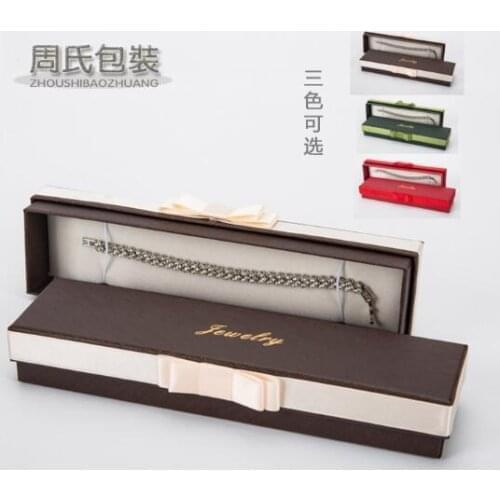 280pcs/lot 227x58x35mm Rectangle Bowknot Necklace Handchain Box Cardbord Jewelry Gift Present Boxes Packaging Carring Cases