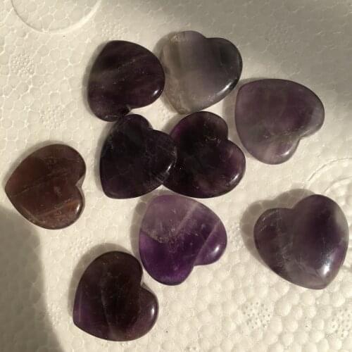 3pcs NATURAL Purple crystal PRETTY purple QUARTZ CRYSTAL HEART HEALING