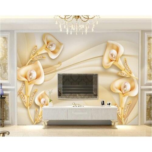 Beibehang Room living room background decoration 3D mural wallpaper gold horseshoe Gold pearl fashion wallpaper for walls 3 d
