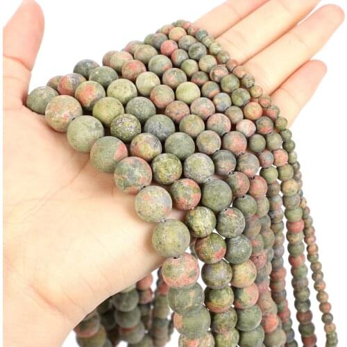 4-12mm Natural Stone Beads Loose Round Frosted Flower Green Agates Stone Beads For Jewelry Making DIY Charm Bracelet Necklace