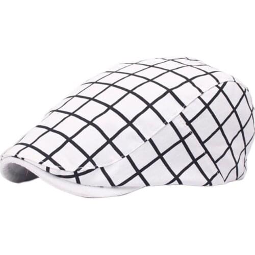 40% Dropshipping!2021 New Fashion Men Women Plaid Cotton Flat Summer Spring Sun Hat Adjustable Beret